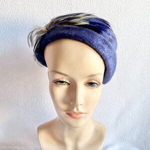 1930s 1940s 1950s Royal Blue Cloche Tilt Hat